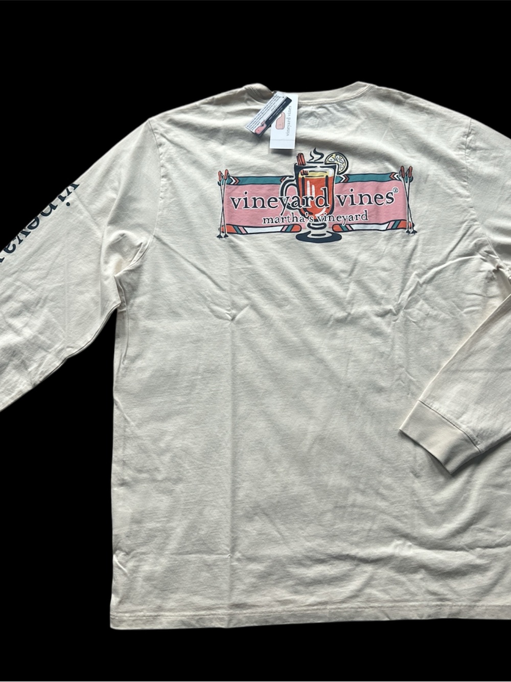 NWT Vineyard Vines Men’s long sleeve Fall Vibe Hot Toddy Cream Size L